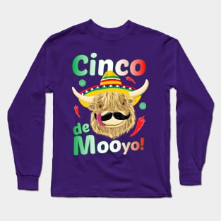 Scottish Highland Cow Celebrates Cinco De Mayo Long Sleeve T-Shirt